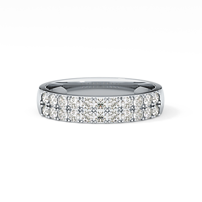 Half Eternity Wedding Band with 0.77 TCW Round Cut Moissanite – Yellow, White, or Rose Gold