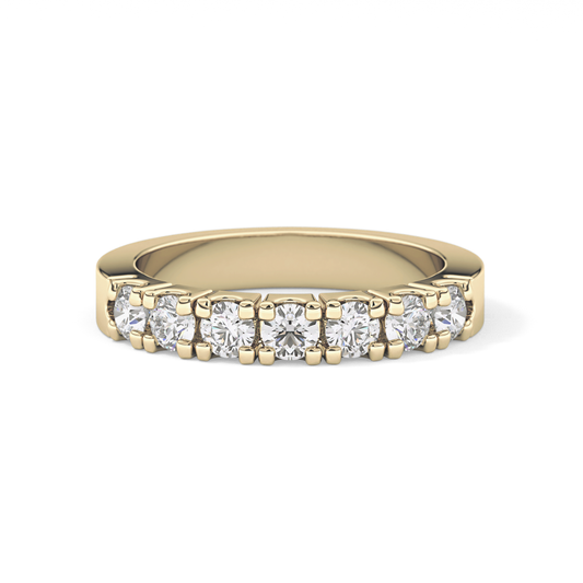 Half Eternity Wedding Band with 1.03 TCW Round Cut Moissanite – Yellow, White, or Rose Gold