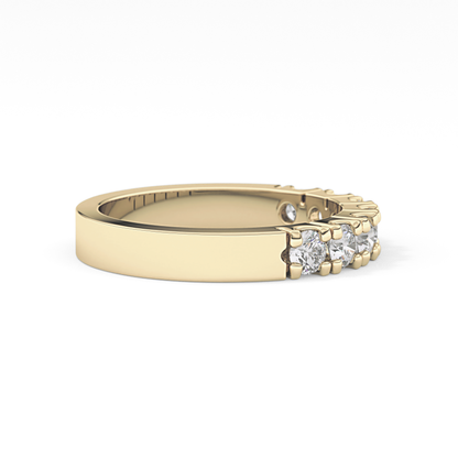 Half Eternity Wedding Band with 1.03 TCW Round Cut Moissanite – Yellow, White, or Rose Gold