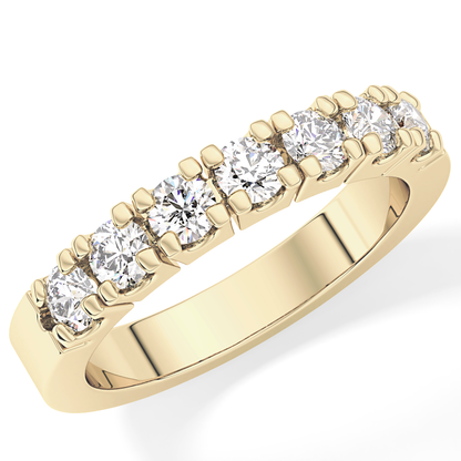 Half Eternity Wedding Band with 1.03 TCW Round Cut Moissanite – Yellow, White, or Rose Gold