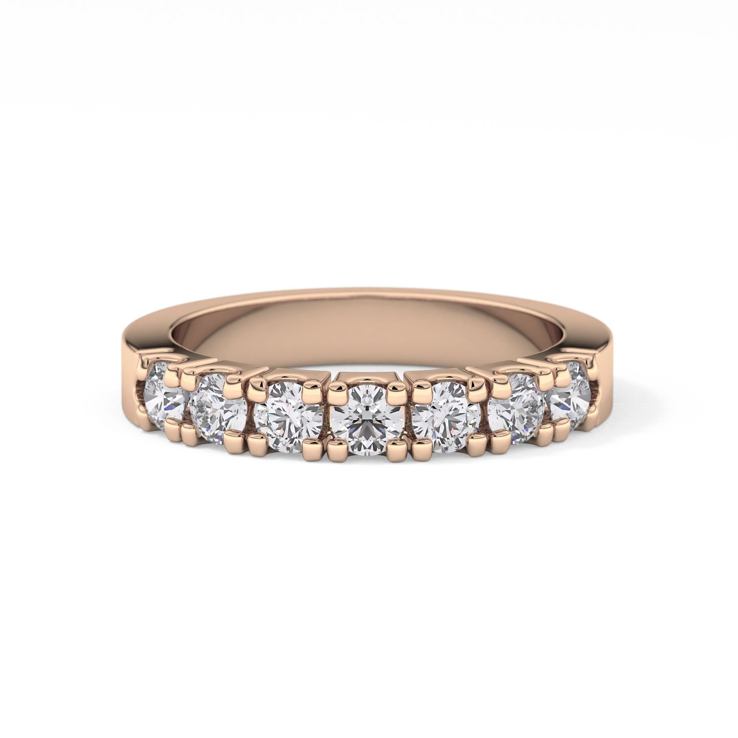Half Eternity Wedding Band with 1.03 TCW Round Cut Moissanite – Yellow, White, or Rose Gold