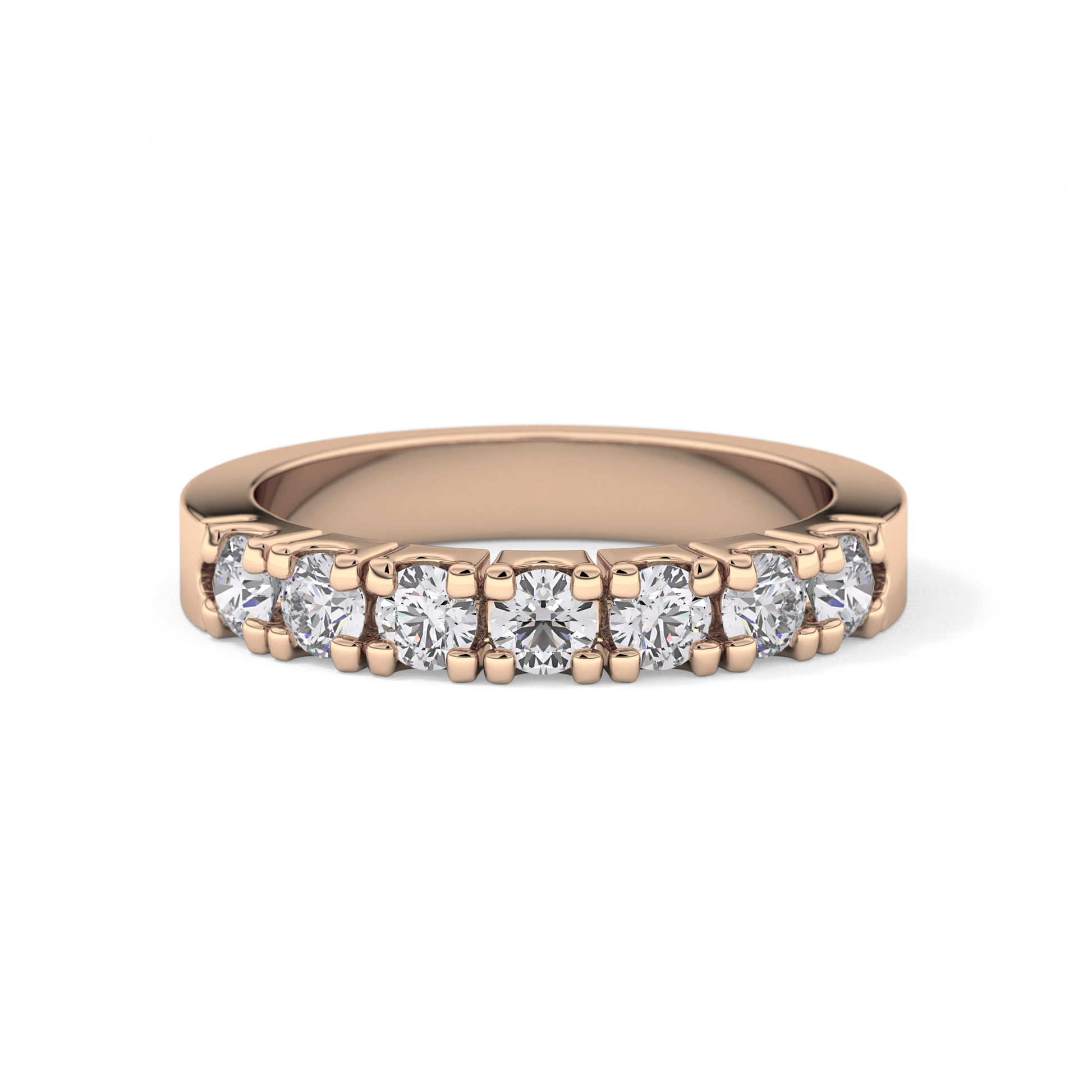Half Eternity Wedding Band with 1.03 TCW Round Cut Moissanite – Yellow, White, or Rose Gold