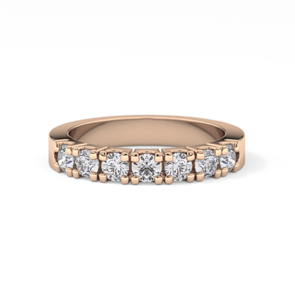 Half Eternity Wedding Band with 1.03 TCW Round Cut Moissanite – Yellow, White, or Rose Gold