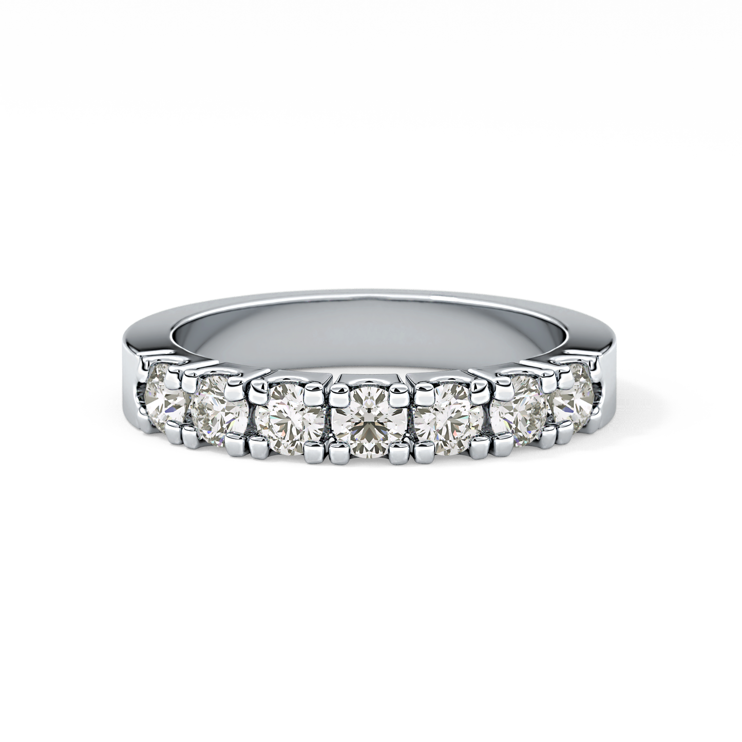Half Eternity Wedding Band with 1.03 TCW Round Cut Moissanite – Yellow, White, or Rose Gold