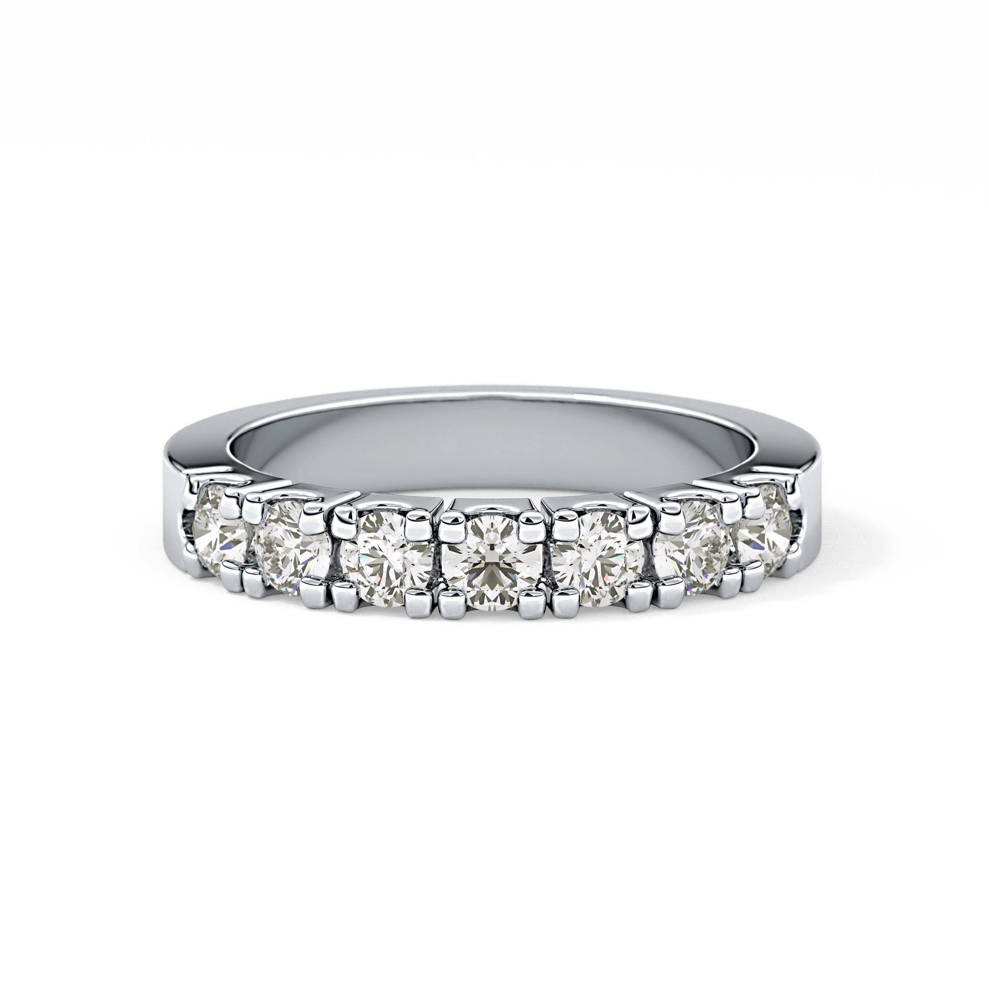 Half Eternity Wedding Band with 1.03 TCW Round Cut Moissanite – Yellow, White, or Rose Gold
