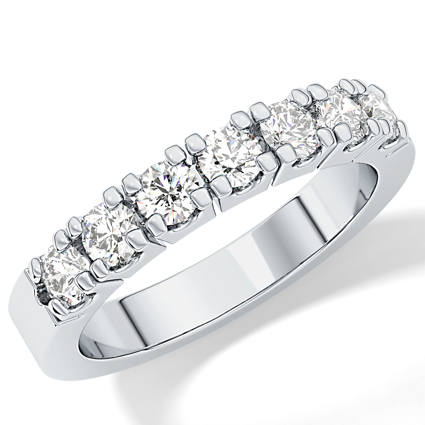Half Eternity Wedding Band with 1.03 TCW Round Cut Moissanite – Yellow, White, or Rose Gold