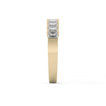 Half Eternity Wedding Band with 1.42 TCW Emerald Cut Moissanite – Yellow, White, or Rose Gold
