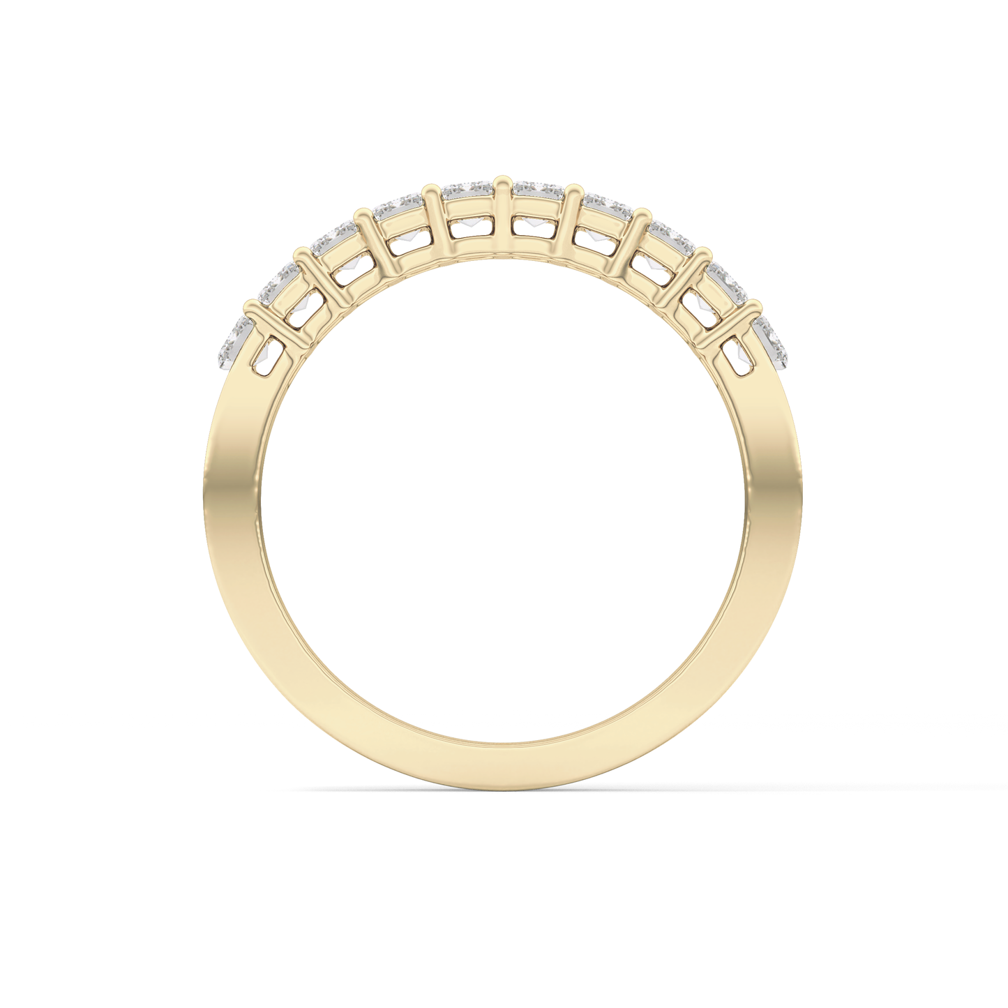 Half Eternity Wedding Band with 1.42 TCW Emerald Cut Moissanite – Yellow, White, or Rose Gold
