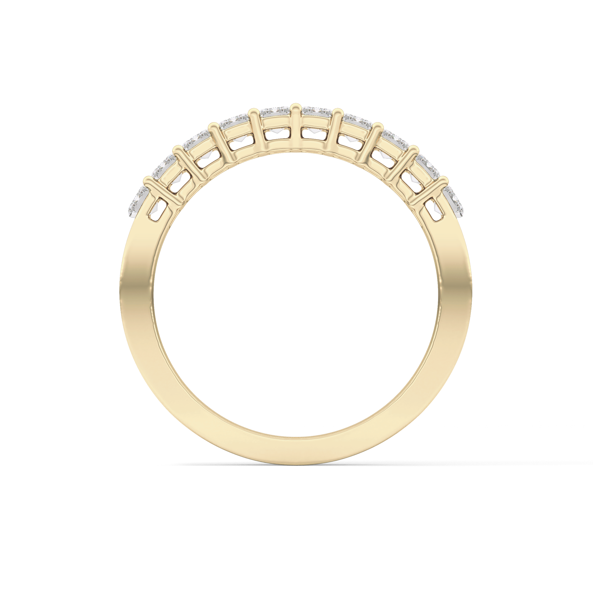 Half Eternity Wedding Band with 1.42 TCW Emerald Cut Moissanite – Yellow, White, or Rose Gold