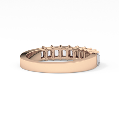 Half Eternity Wedding Band with 1.42 TCW Emerald Cut Moissanite – Yellow, White, or Rose Gold