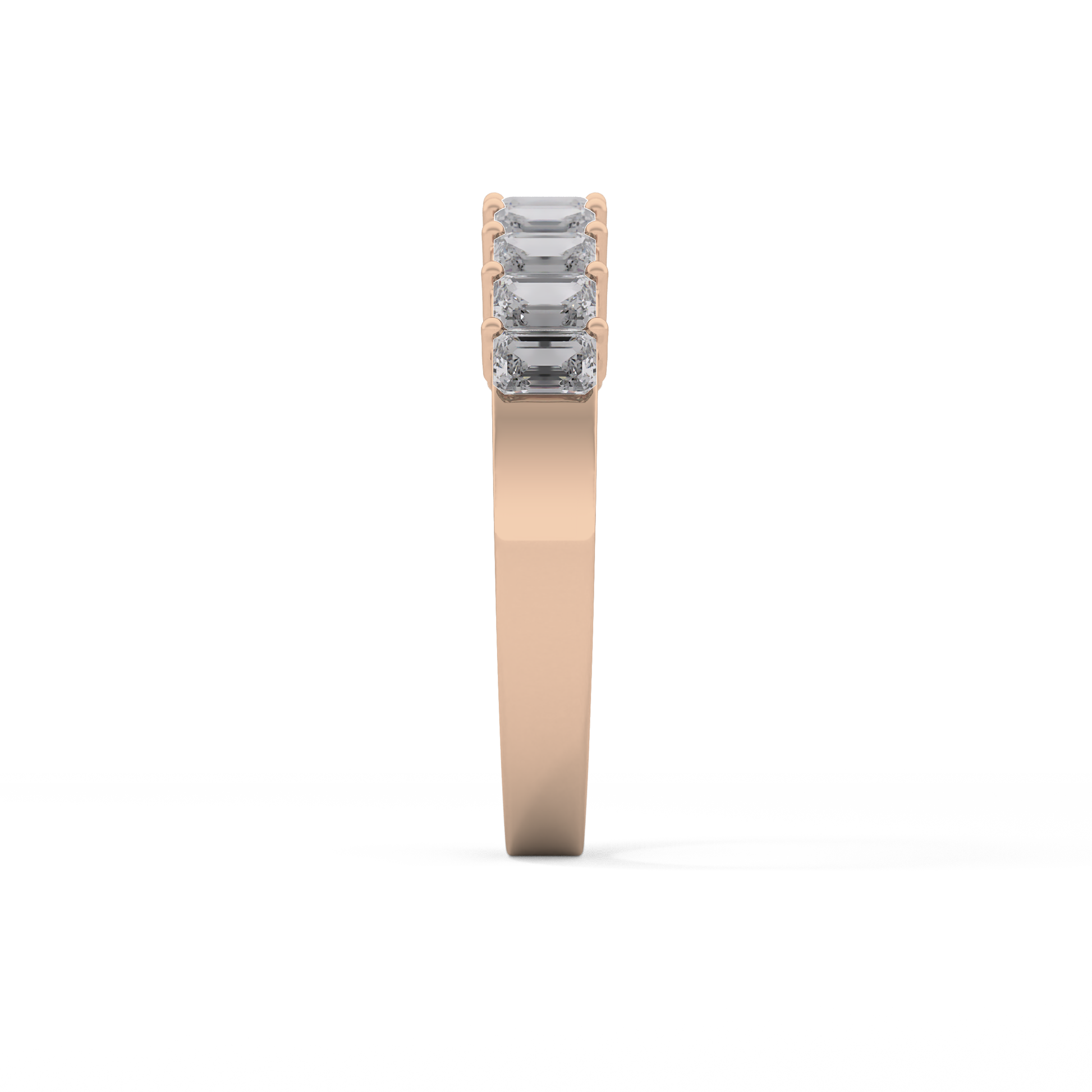 Half Eternity Wedding Band with 1.42 TCW Emerald Cut Moissanite – Yellow, White, or Rose Gold