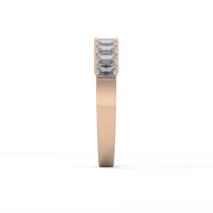 Half Eternity Wedding Band with 1.42 TCW Emerald Cut Moissanite – Yellow, White, or Rose Gold