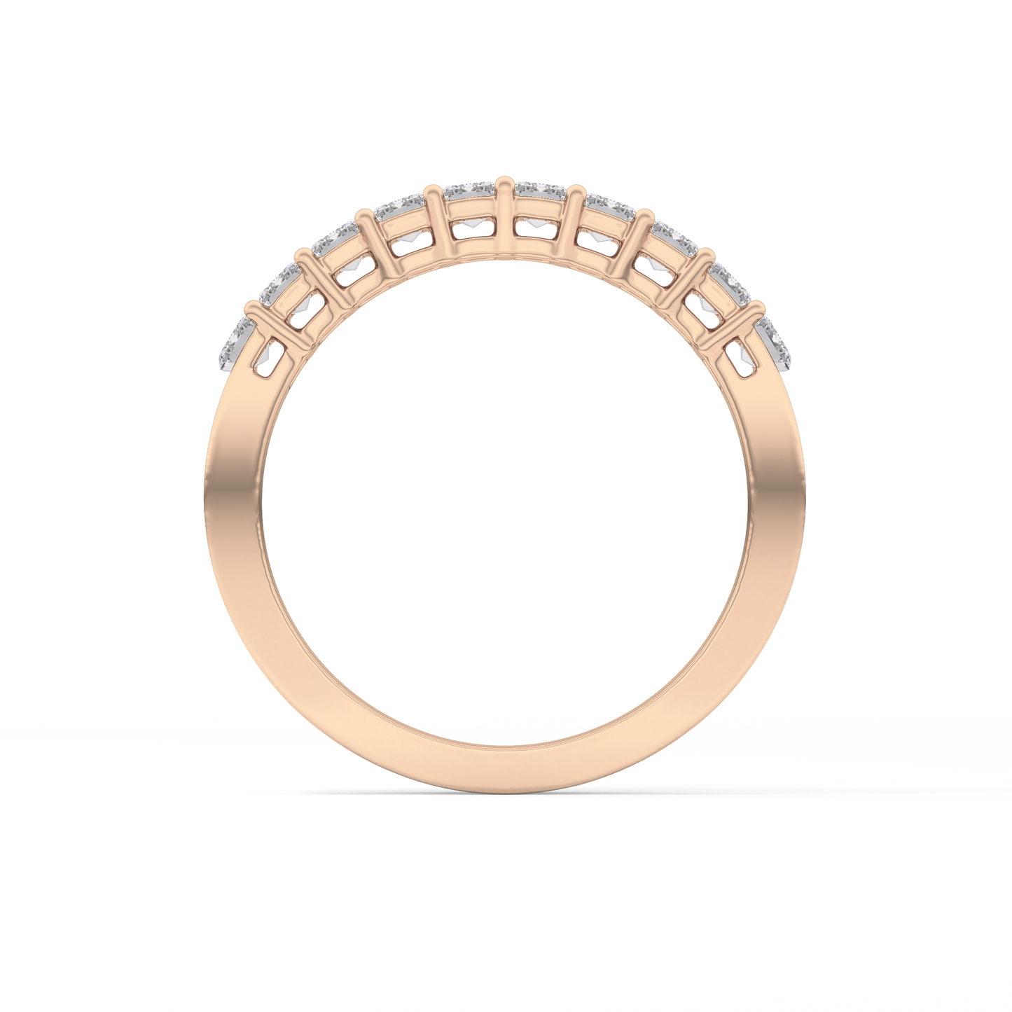 Half Eternity Wedding Band with 1.42 TCW Emerald Cut Moissanite – Yellow, White, or Rose Gold
