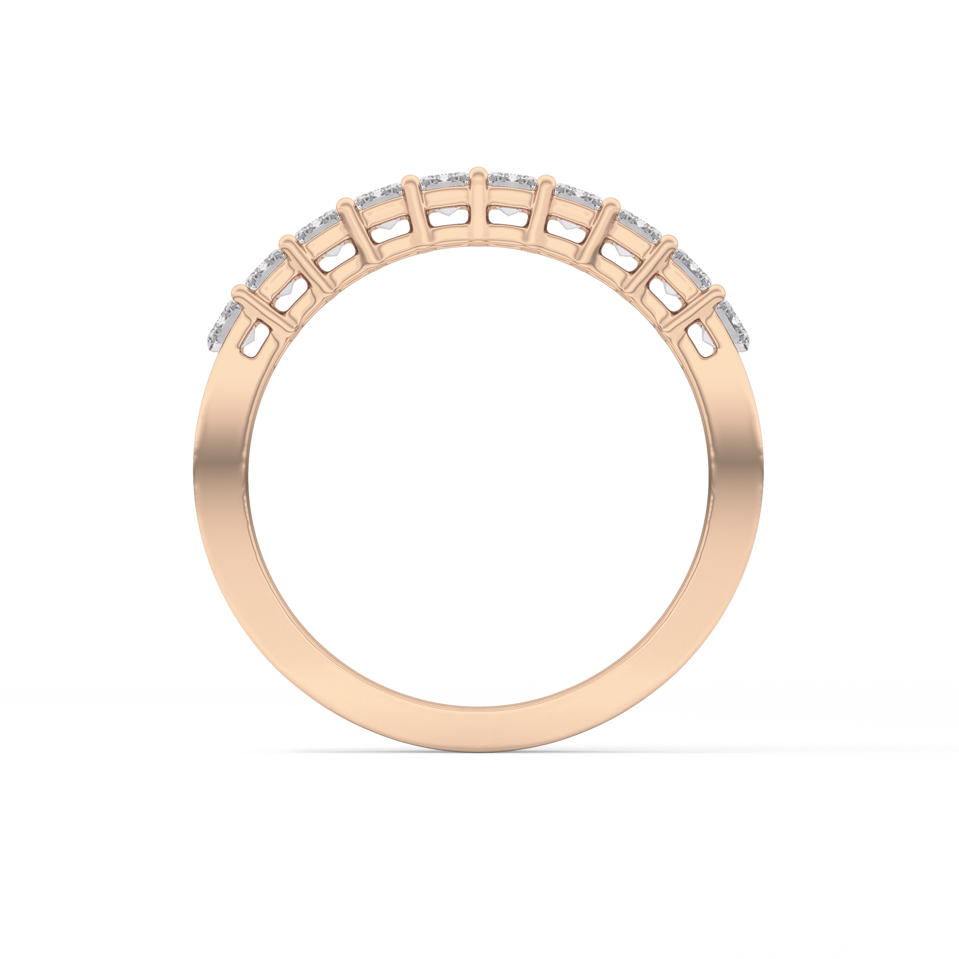 Half Eternity Wedding Band with 1.42 TCW Emerald Cut Moissanite – Yellow, White, or Rose Gold