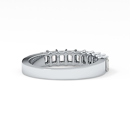 Half Eternity Wedding Band with 1.42 TCW Emerald Cut Moissanite – Yellow, White, or Rose Gold