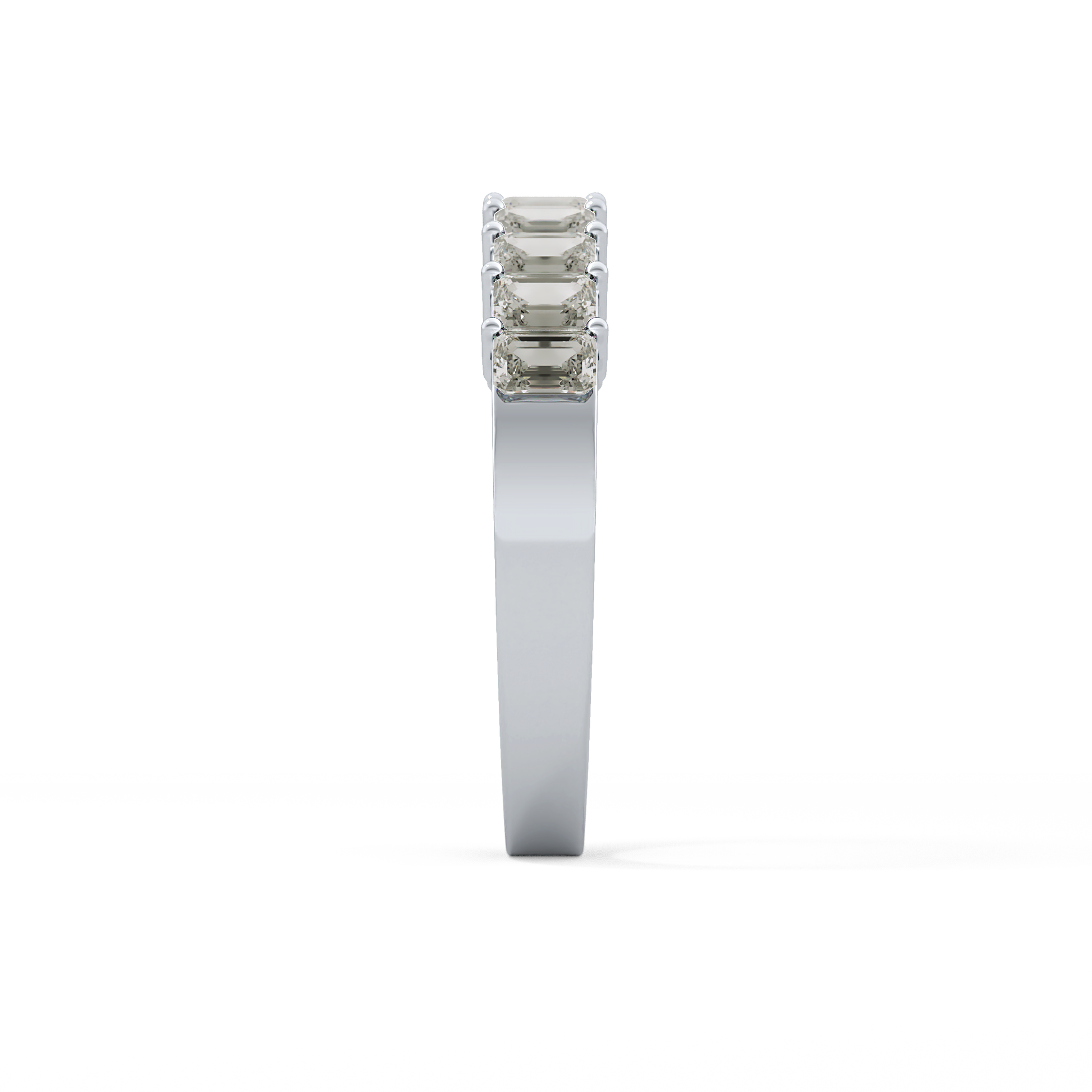 Half Eternity Wedding Band with 1.42 TCW Emerald Cut Moissanite – Yellow, White, or Rose Gold