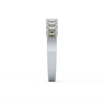 Half Eternity Wedding Band with 1.42 TCW Emerald Cut Moissanite – Yellow, White, or Rose Gold