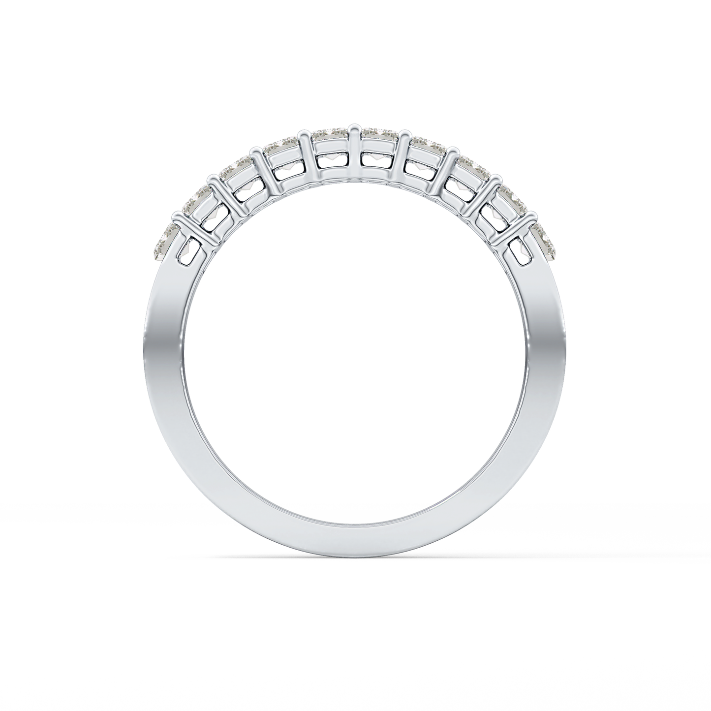 Half Eternity Wedding Band with 1.42 TCW Emerald Cut Moissanite – Yellow, White, or Rose Gold