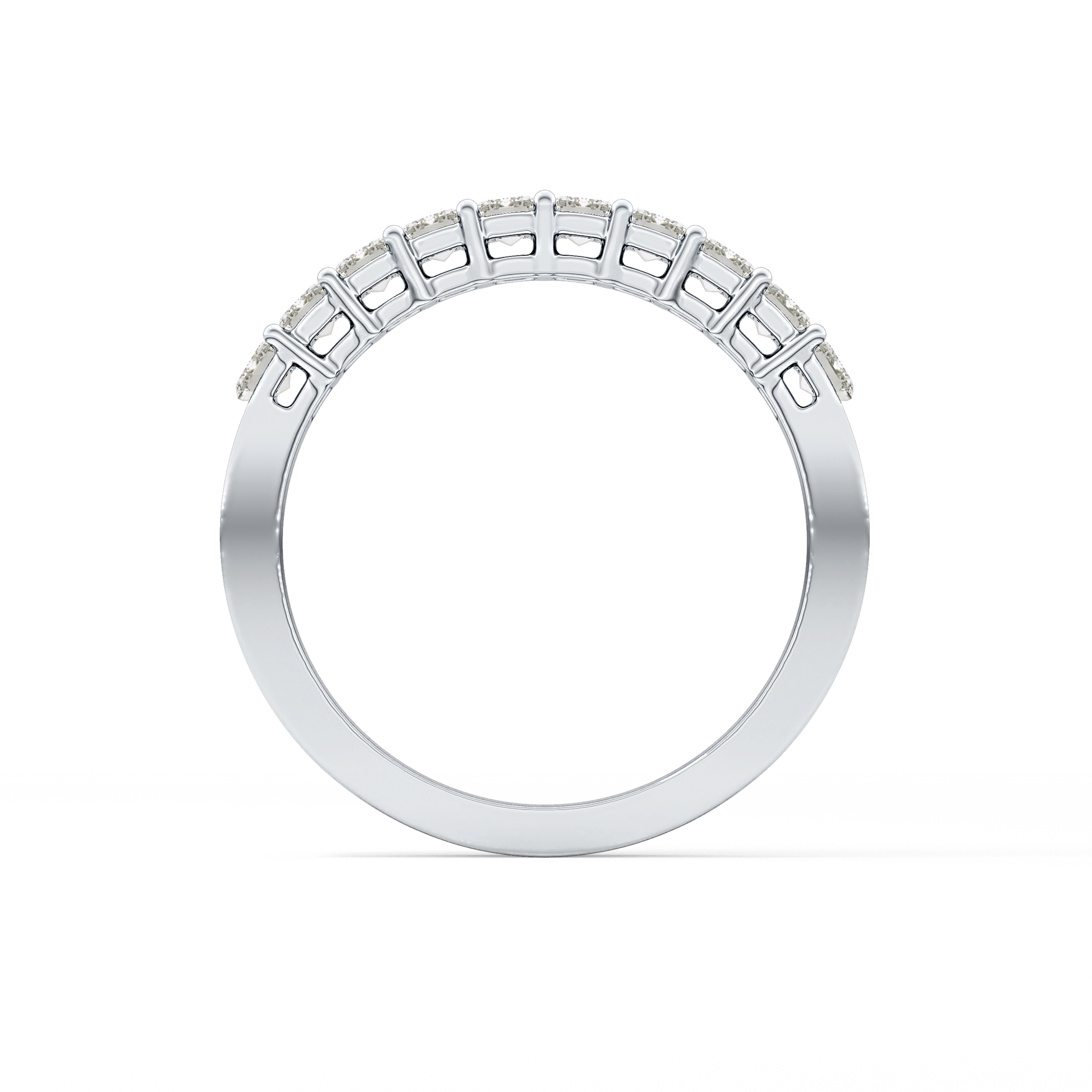 Half Eternity Wedding Band with 1.42 TCW Emerald Cut Moissanite – Yellow, White, or Rose Gold