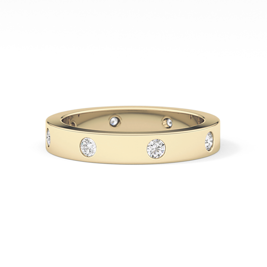 Full Eternity Dainty Wedding Band with 0.59 TCW Round Cut Moissanite – Yellow, White, or Rose Gold