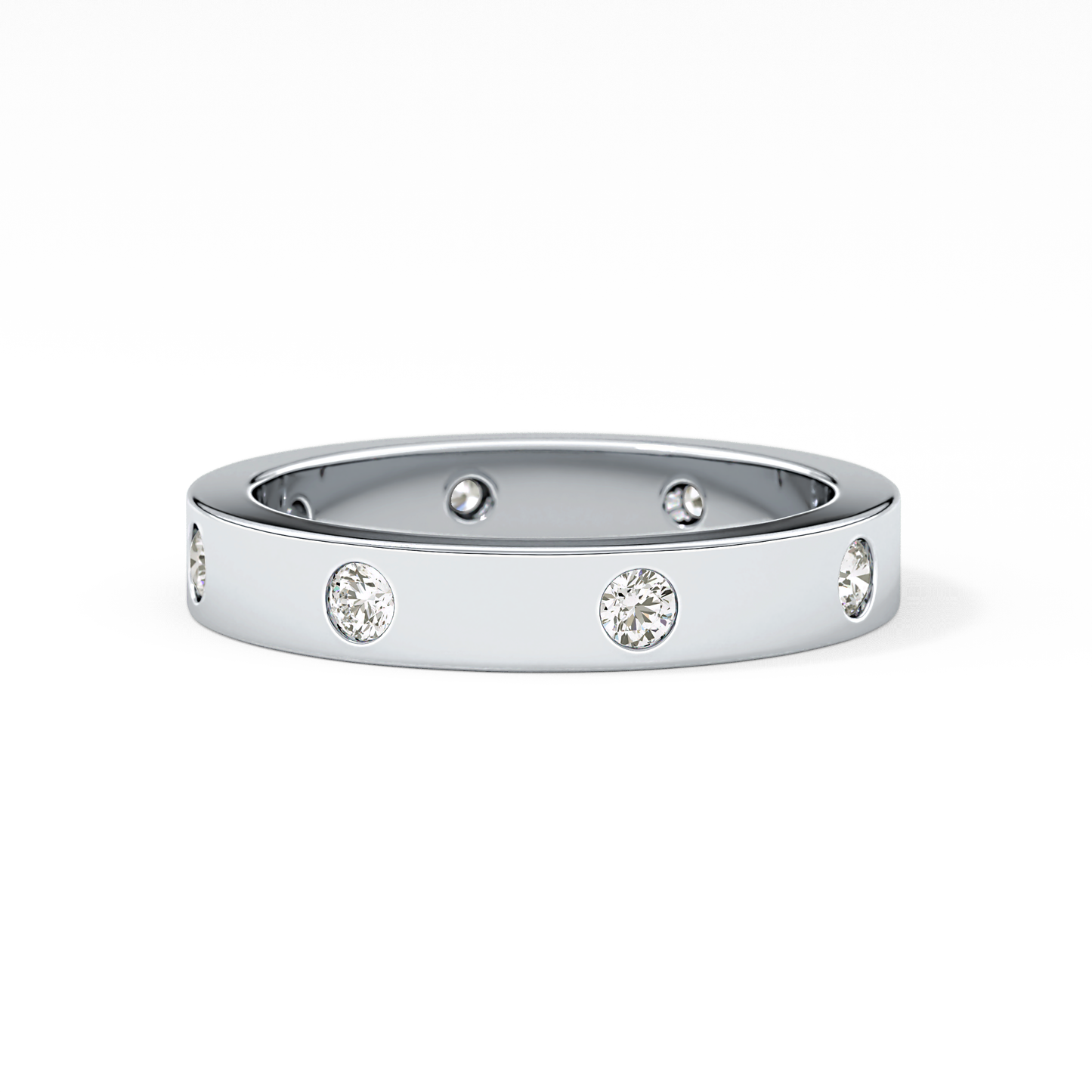 Full Eternity Dainty Wedding Band with 0.59 TCW Round Cut Moissanite – Yellow, White, or Rose Gold