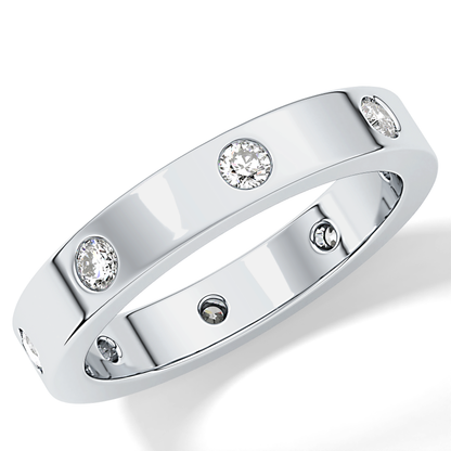 Full Eternity Dainty Wedding Band with 0.59 TCW Round Cut Moissanite – Yellow, White, or Rose Gold