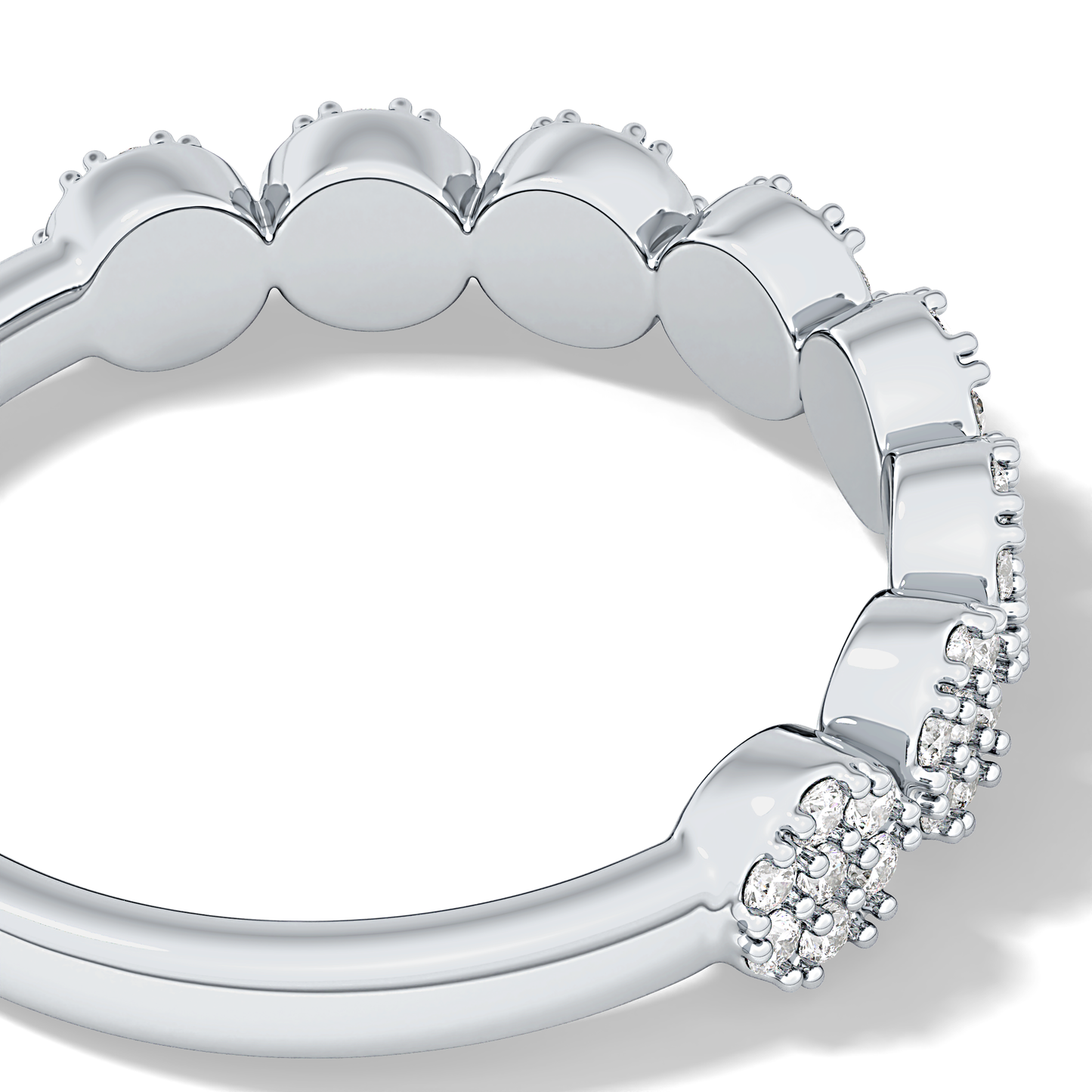 Half Eternity Wedding Band with 0.46 TCW Round Cut Moissanite – Yellow, White, or Rose Gold 8