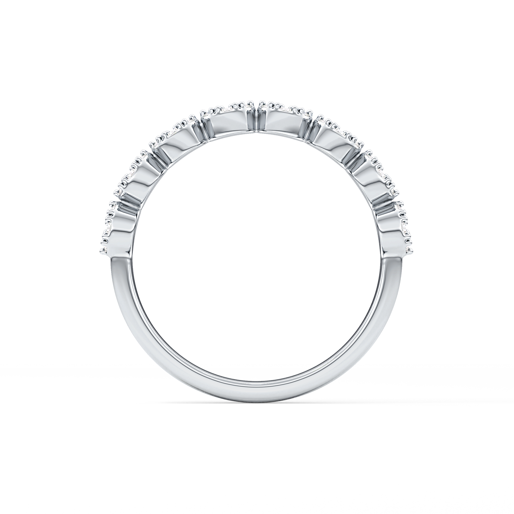 Half Eternity Wedding Band with 0.46 TCW Round Cut Moissanite – Yellow, White, or Rose Gold 9