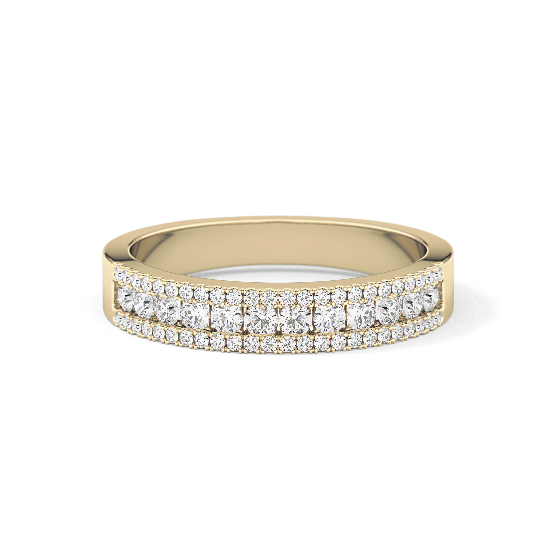 Half Eternity Wedding Band with 0.6 TCW Round Cut Moissanite – Yellow, White, or Rose Gold