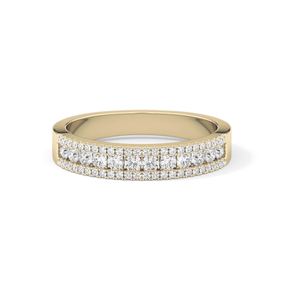 Half Eternity Wedding Band with 0.6 TCW Round Cut Moissanite – Yellow, White, or Rose Gold