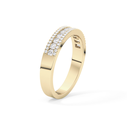 Half Eternity Wedding Band with 0.6 TCW Round Cut Moissanite – Yellow, White, or Rose Gold