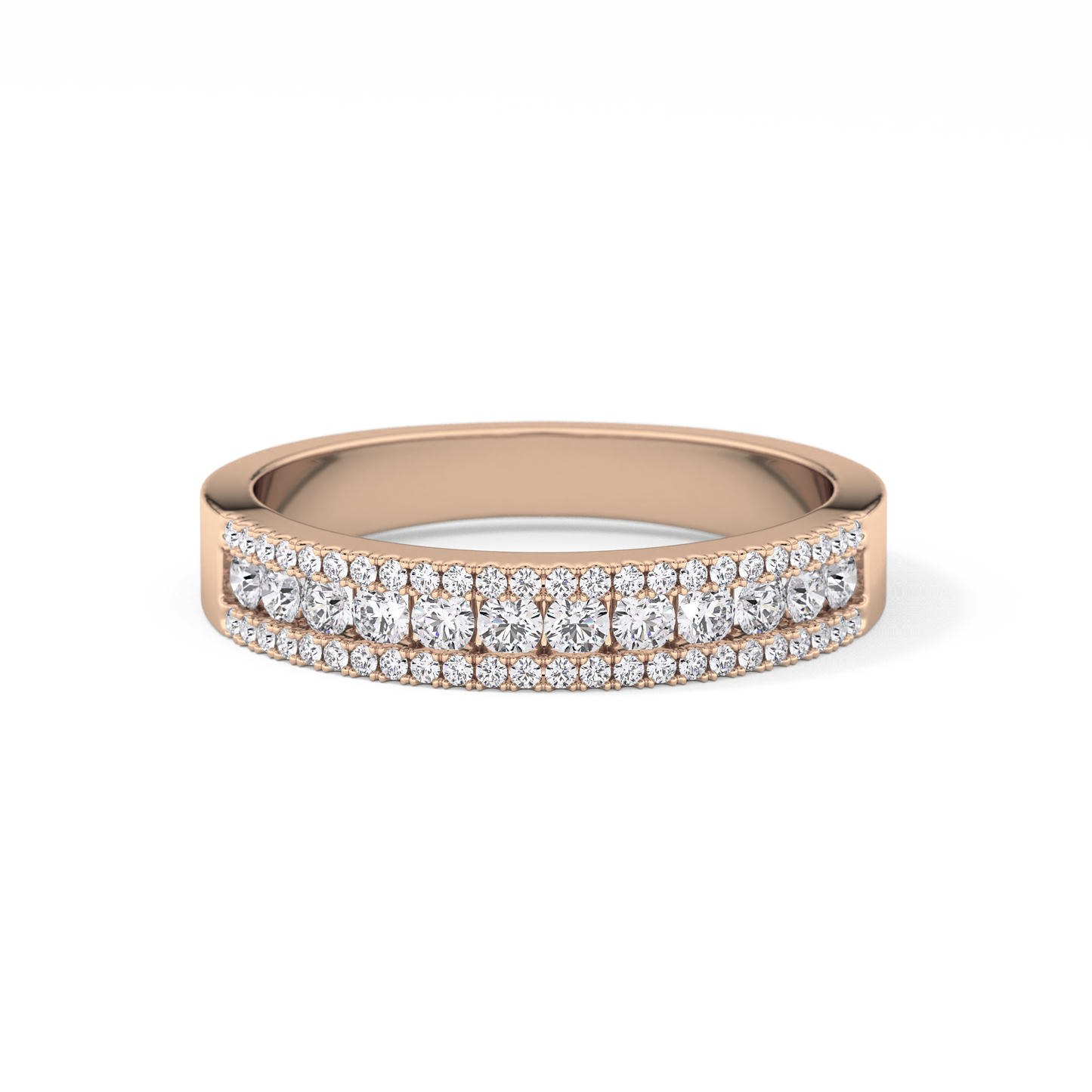 Half Eternity Wedding Band with 0.6 TCW Round Cut Moissanite – Yellow, White, or Rose Gold