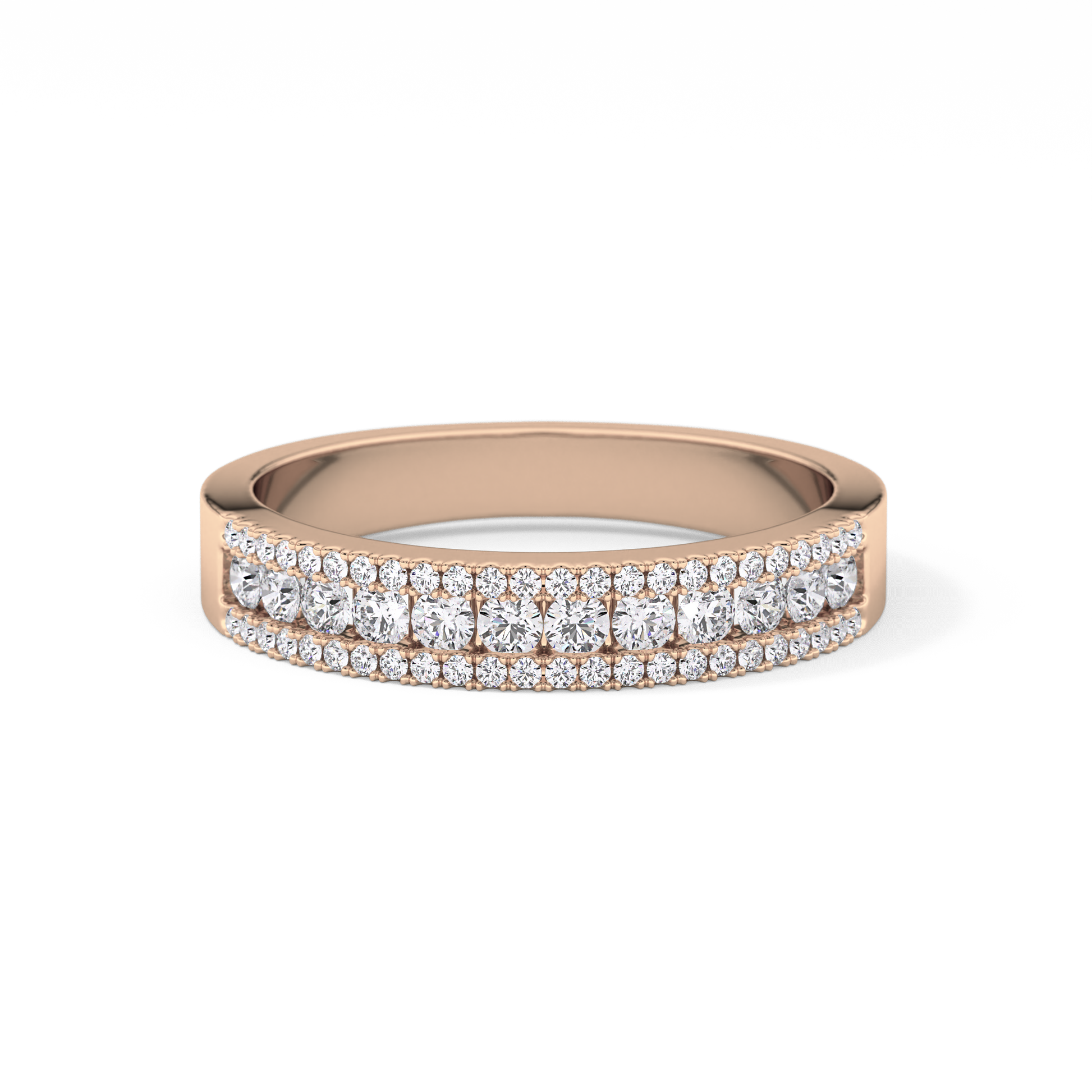 Half Eternity Wedding Band with 0.6 TCW Round Cut Moissanite – Yellow, White, or Rose Gold