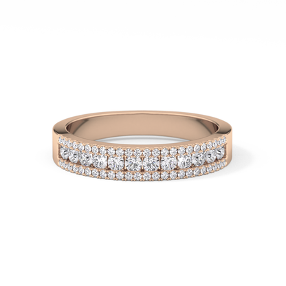 Half Eternity Wedding Band with 0.6 TCW Round Cut Moissanite – Yellow, White, or Rose Gold