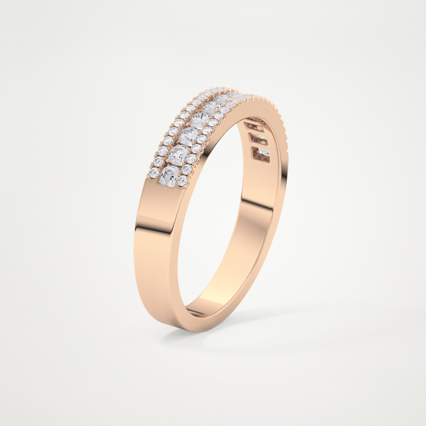 0.6 TCW Round Lab Grown Diamond Half Eternity Wedding Band