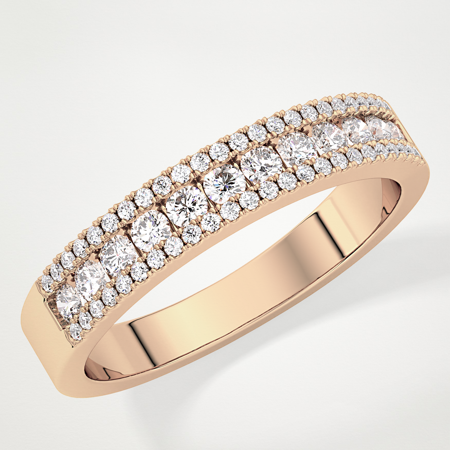 0.6 TCW Round Lab Grown Diamond Half Eternity Wedding Band