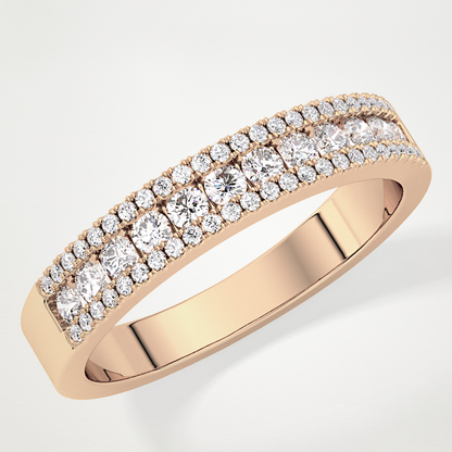 0.6 TCW Round Lab Grown Diamond Half Eternity Wedding Band