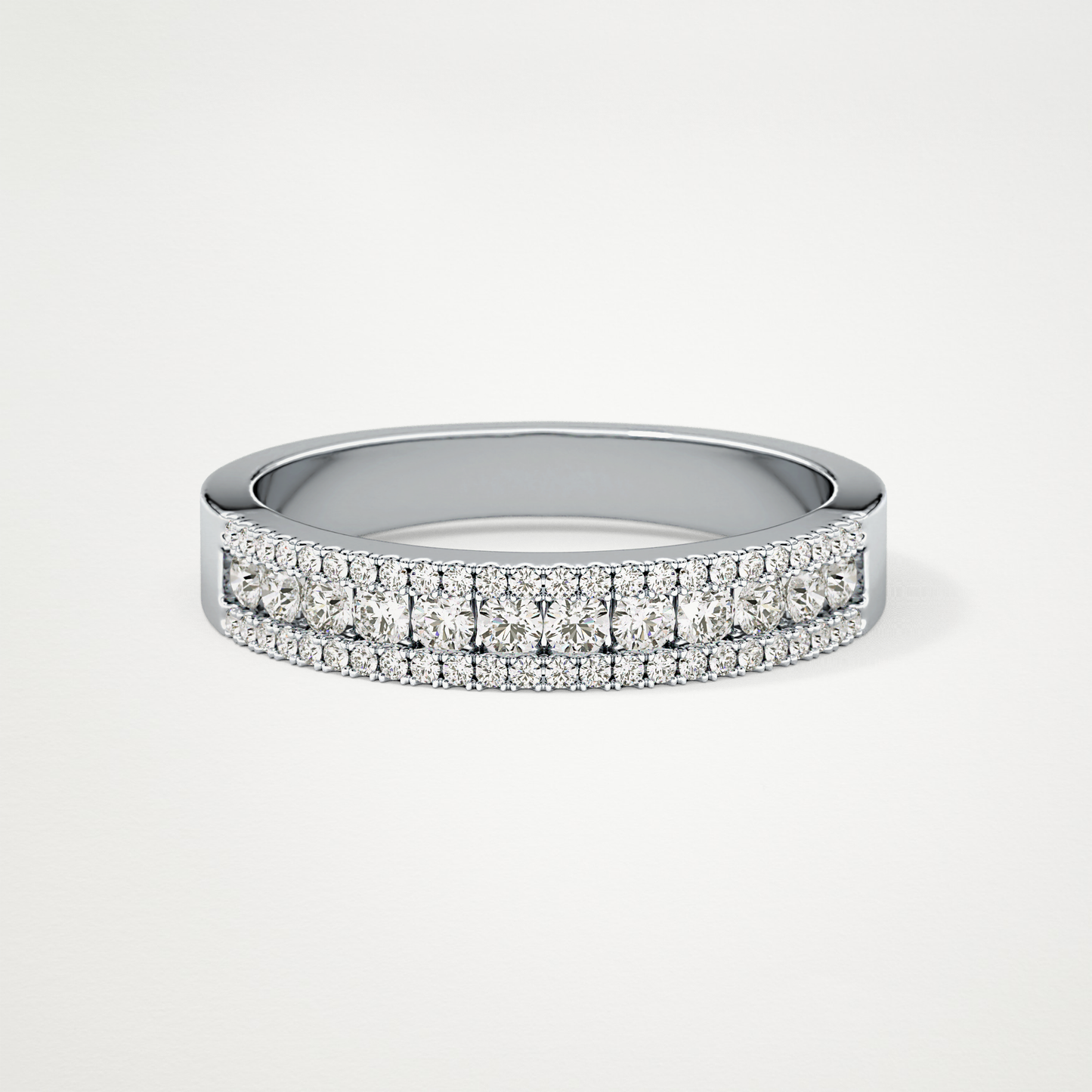 0.6 TCW Round Lab Grown Diamond Half Eternity Wedding Band