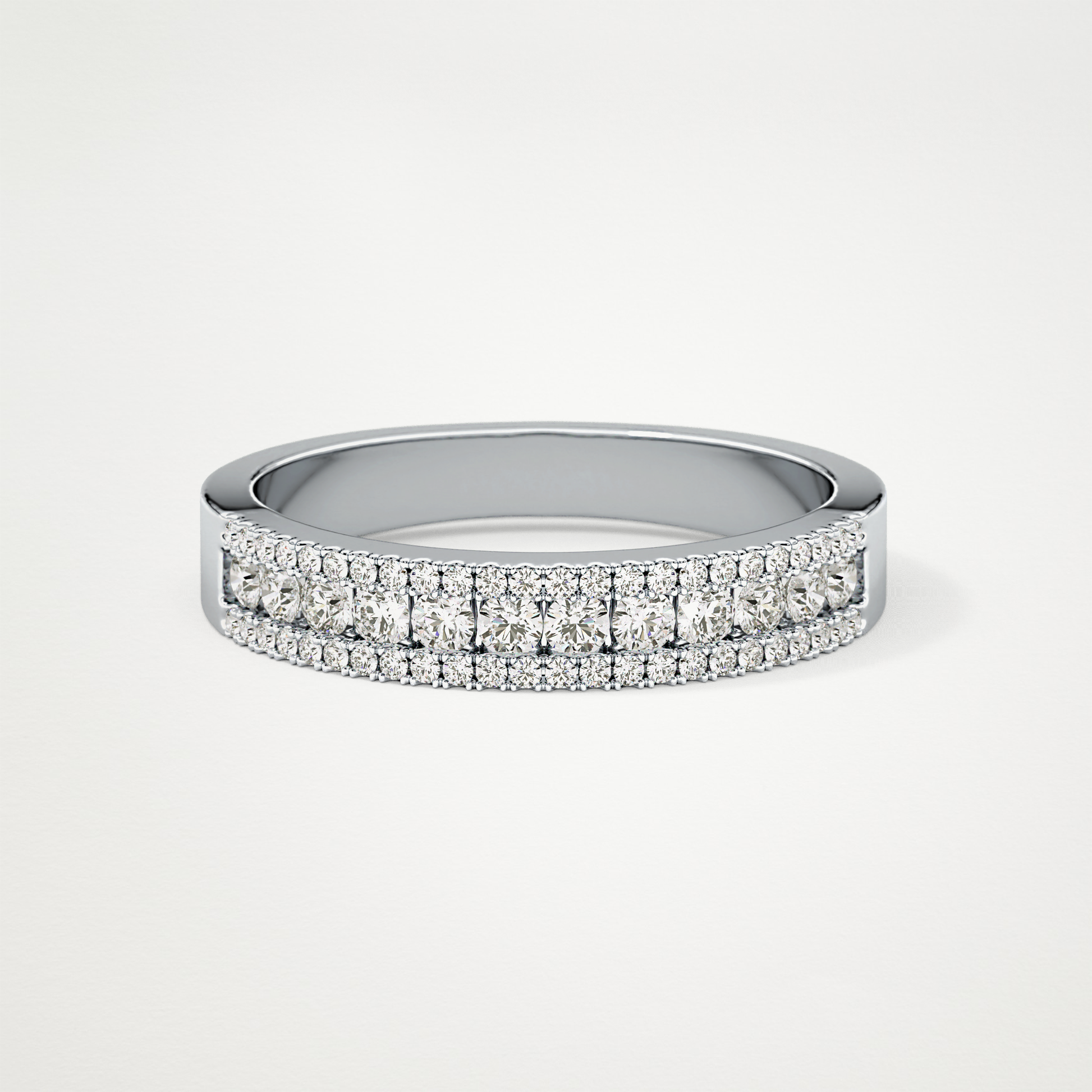 0.6 TCW Round Lab Grown Diamond Half Eternity Wedding Band