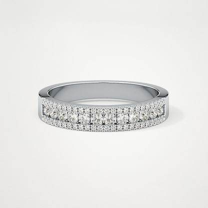 0.6 TCW Round Lab Grown Diamond Half Eternity Wedding Band