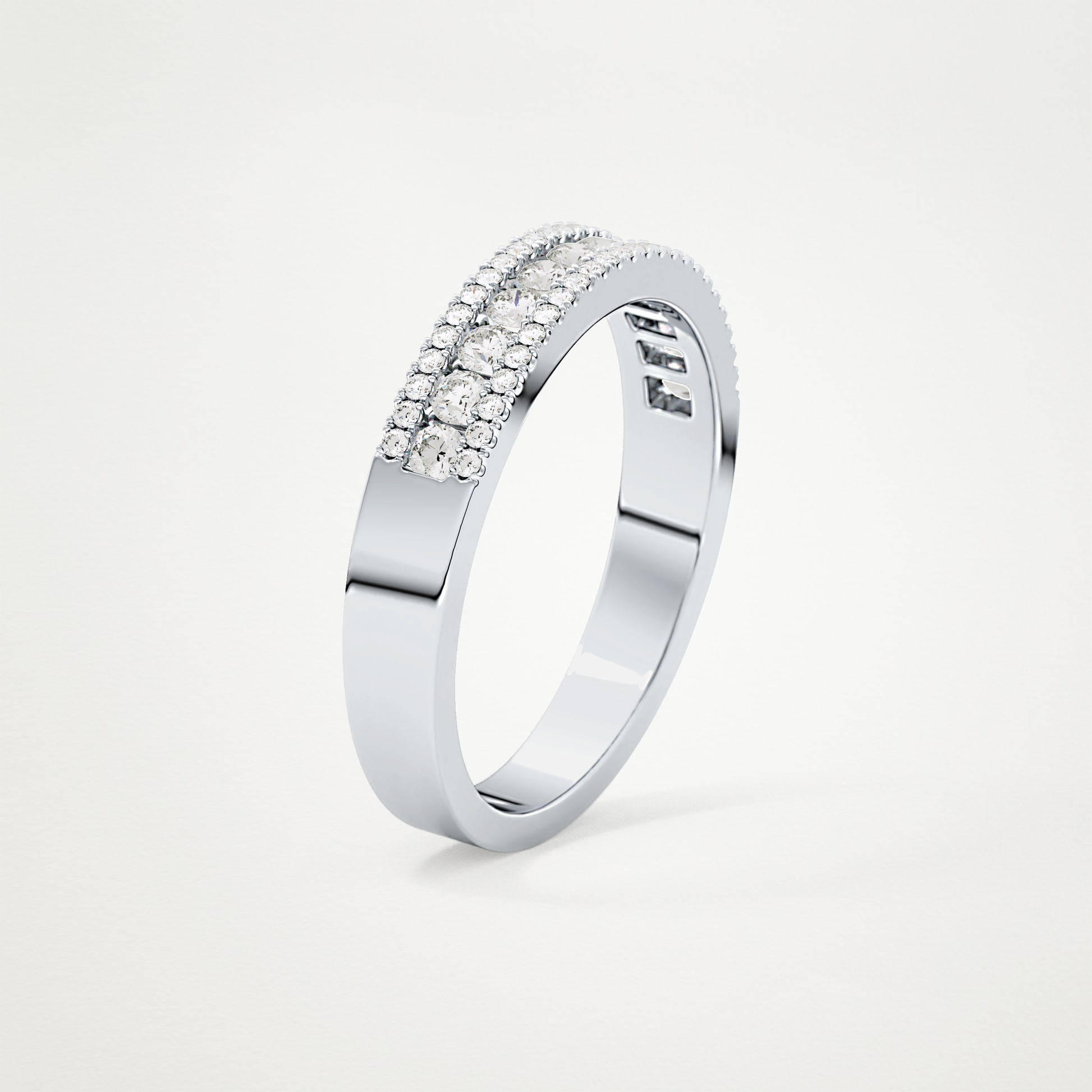 0.6 TCW Round Lab Grown Diamond Half Eternity Wedding Band