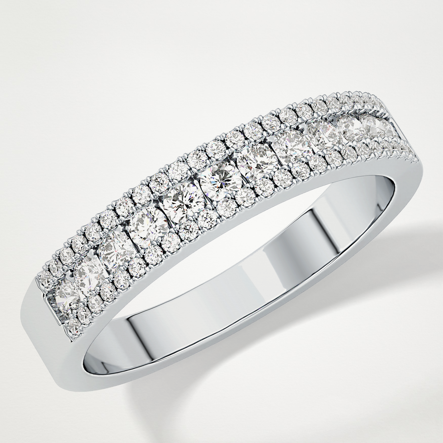 0.6 TCW Round Lab Grown Diamond Half Eternity Wedding Band