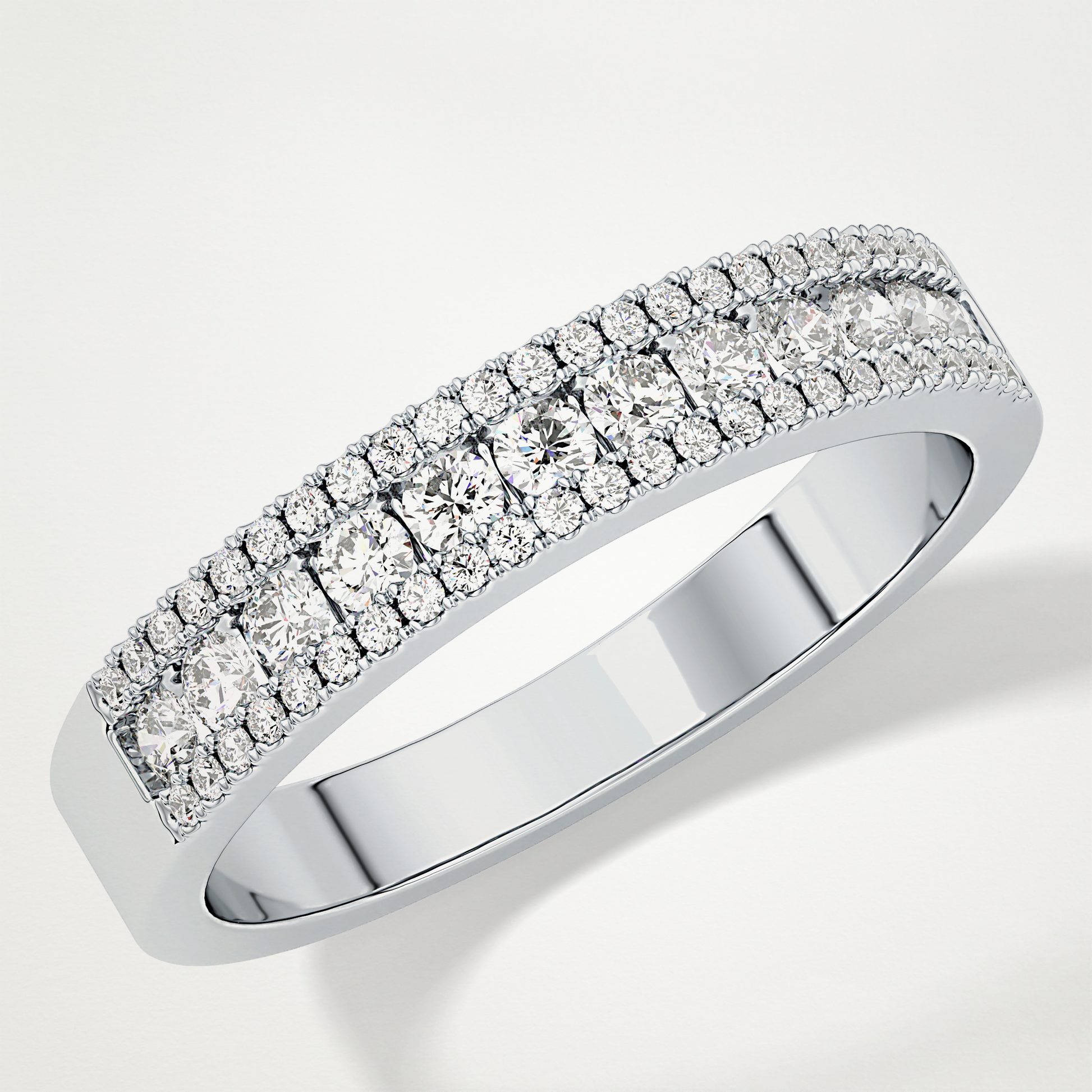 0.6 TCW Round Lab Grown Diamond Half Eternity Wedding Band