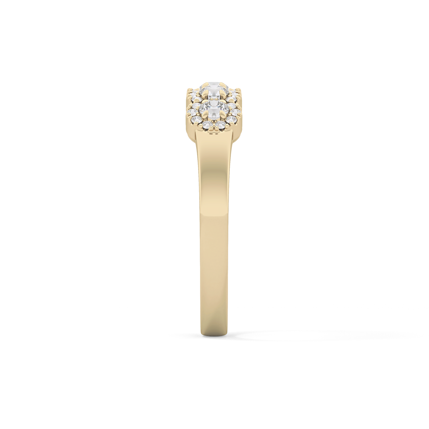 Five Stones and Halo Wedding Band with 0.53 TCW Round Cut Moissanite – Yellow, White, or Rose Gold