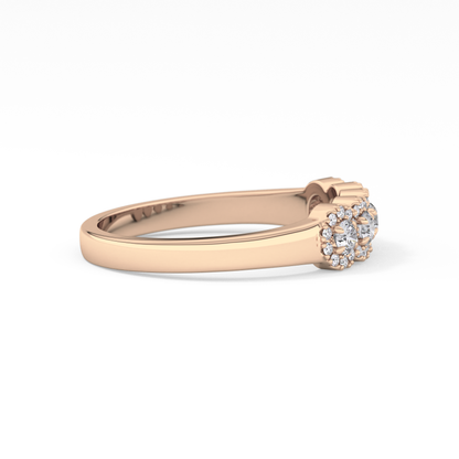 Five Stones and Halo Wedding Band with 0.53 TCW Round Cut Moissanite – Yellow, White, or Rose Gold