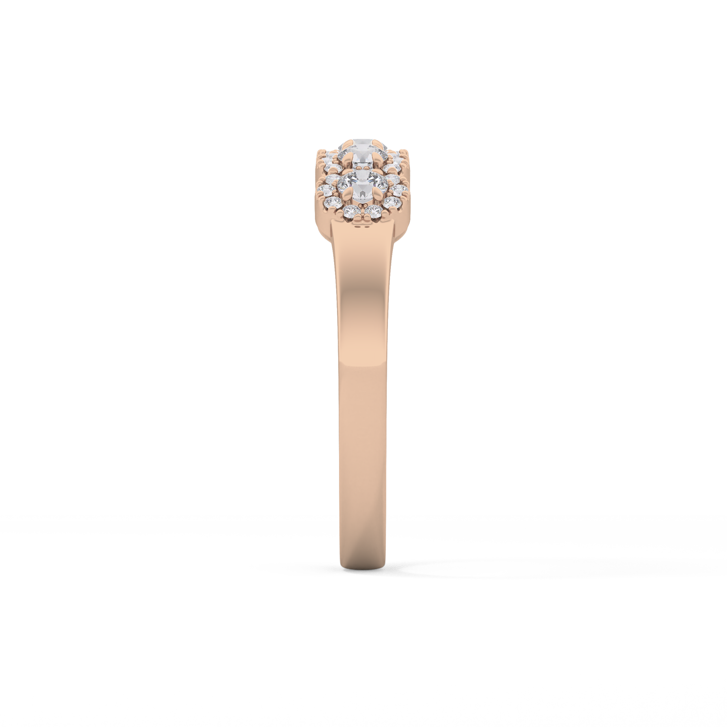 Five Stones and Halo Wedding Band with 0.53 TCW Round Cut Moissanite – Yellow, White, or Rose Gold