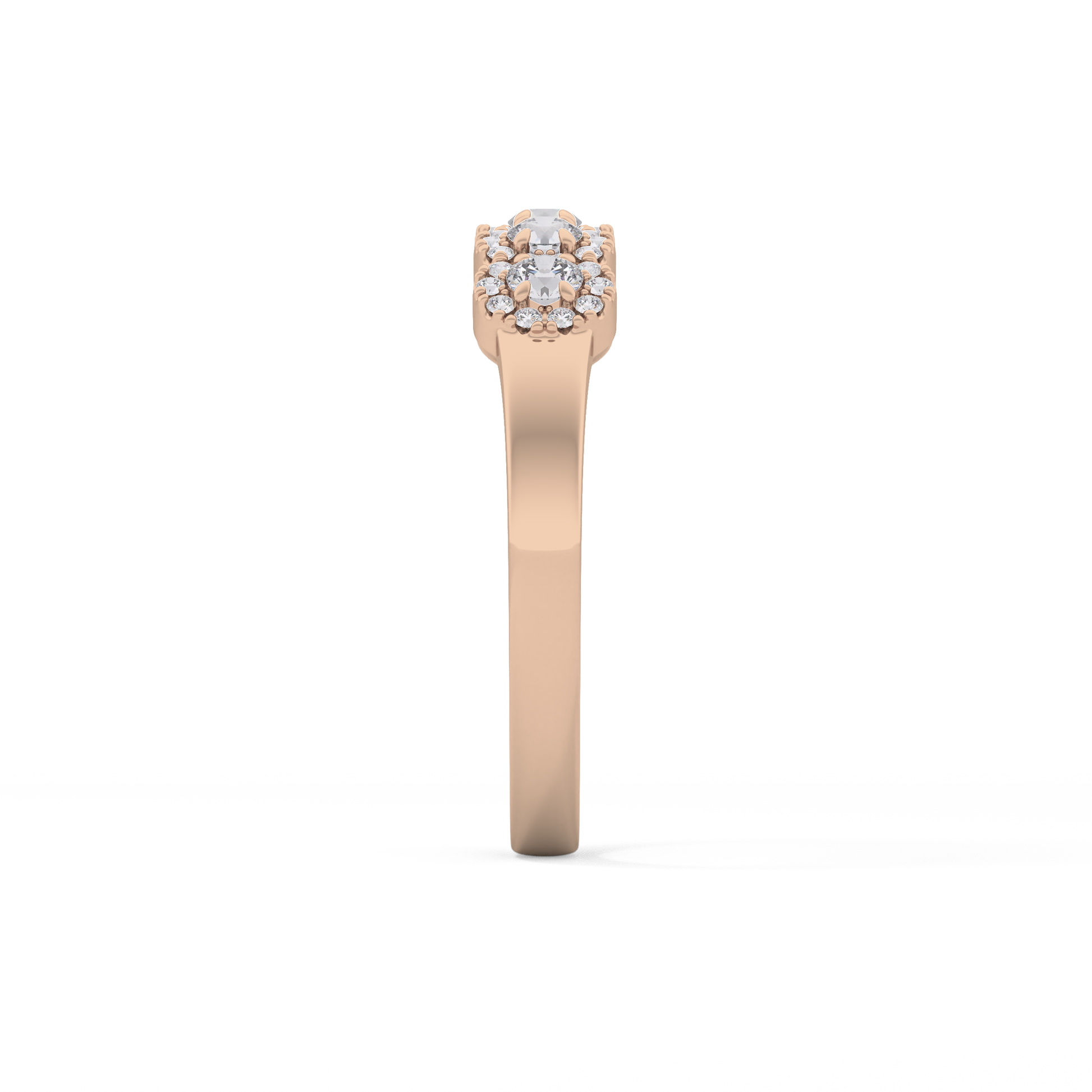Five Stones and Halo Wedding Band with 0.53 TCW Round Cut Moissanite – Yellow, White, or Rose Gold