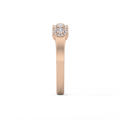 Five Stones and Halo Wedding Band with 0.53 TCW Round Cut Moissanite – Yellow, White, or Rose Gold