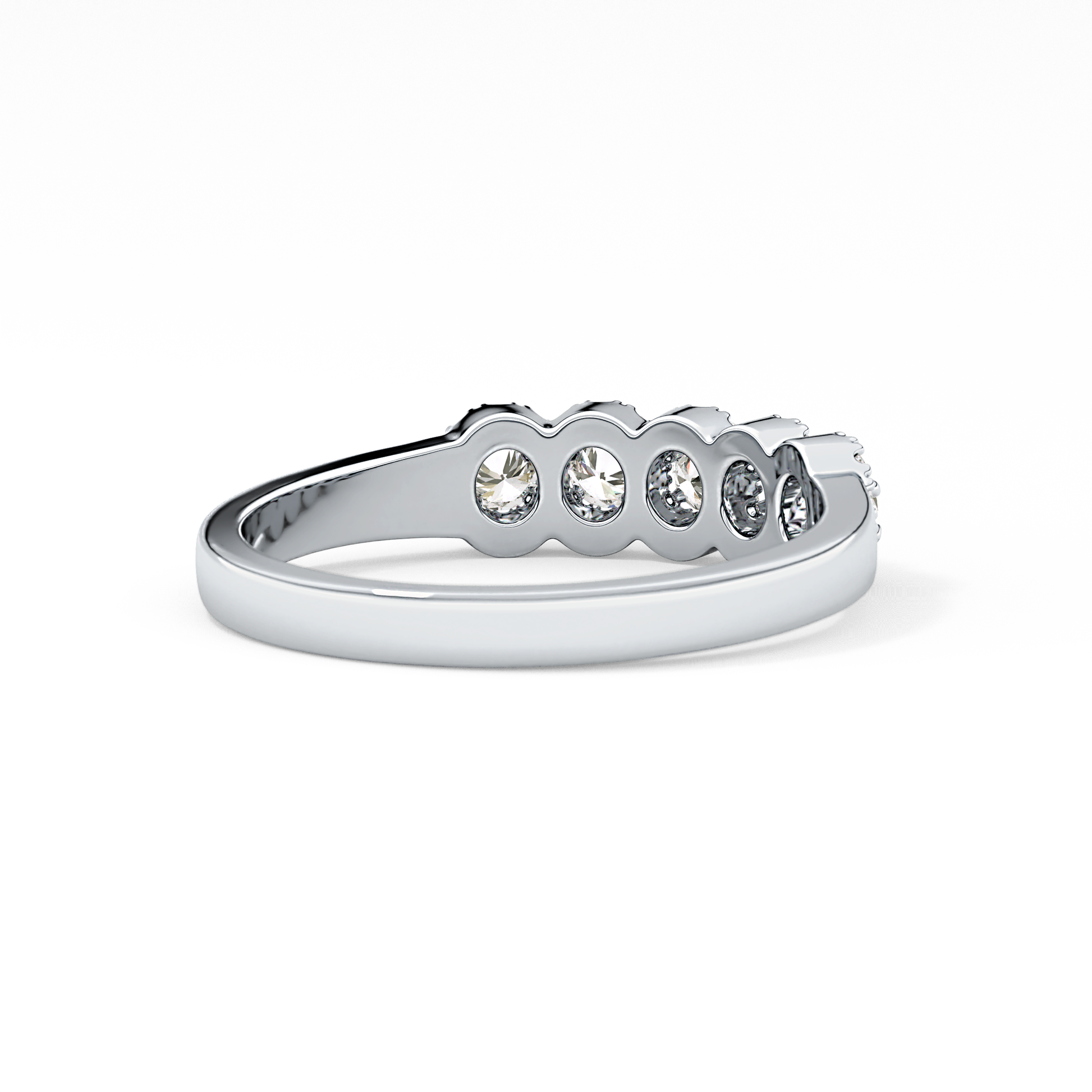 Five Stones and Halo Wedding Band with 0.53 TCW Round Cut Moissanite – Yellow, White, or Rose Gold
