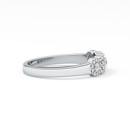 Five Stones and Halo Wedding Band with 0.53 TCW Round Cut Moissanite – Yellow, White, or Rose Gold
